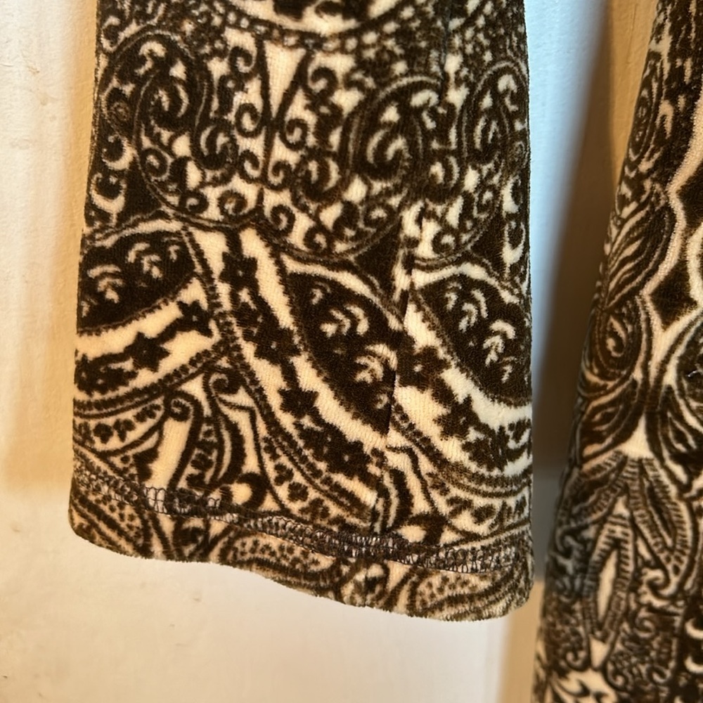 Y2K Juicy Couture Paisley Velour Olive & Tan Umpire Waist Drawstring Dress M - Picture 6 of 11
